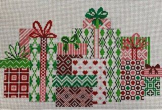 Christmas Stack Christmas Packages, Needlework Christmas, Christmas Needlepoint, A Stitch In Time, Christmas Letters, Travel Ornament, Nutcracker Ornaments, Needlepoint Christmas, Wood Artist