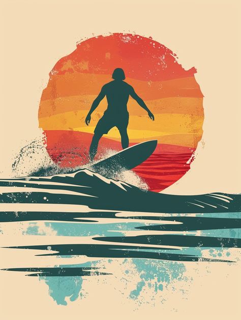 #Surfing #T-shirtDesign #Minimalist #RetroColors #3:4AspectRatio #TheCandie Beach Sublimation, Nova Art, Surfing Art, Retro Colours, Logo Club, Summer Surfing, Body Board, T Shirt Logo Design, Big Splash