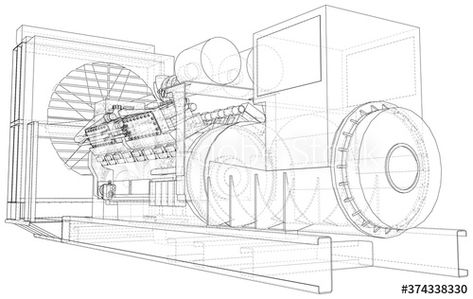 Generator. Diesel and gas industrial electric generator. The layers of visible and invisible lines are separated. Wire-frame outline. #AD , #electric, #generator, #layers, #industrial, #Generator Industrial Electric, Electric Generator, Wire Frame, Mockup Design, Design Template, Stock Vector, Electricity, Frame