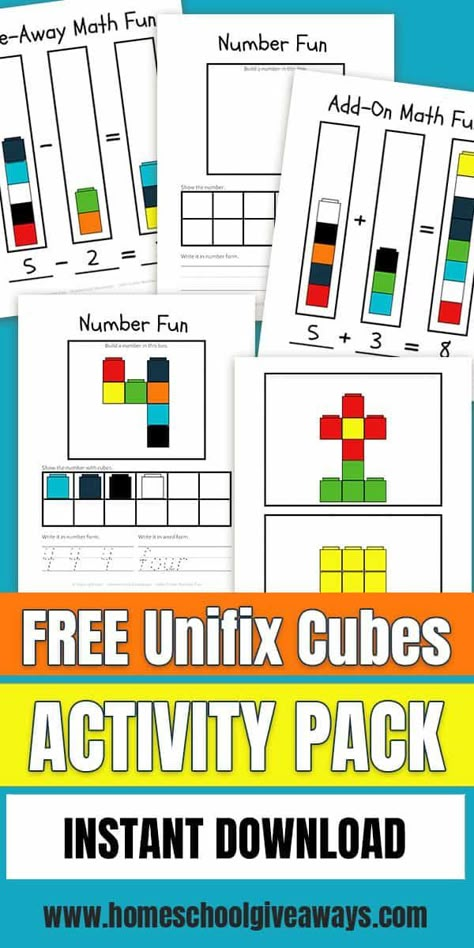 If you are looking for ways to use snap-cubes, these unifix cubes worksheets will be a great addition to your math manipulatives. Unifix Cube Activities, Snap Cubes Activities, Cubes Math, Volume Worksheets, Unifix Cubes, Snap Cubes, Math Blocks, Math Centers Kindergarten, 1st Grade Math Worksheets