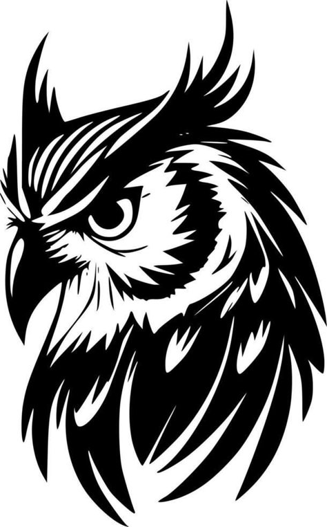 Owl Black And White, Owl Stencil, Owl Tattoo Drawings, Glass Etching Patterns, Book Cover Art Design, Owl Black, Magic Runes, Animal Tattoo Ideas, Eagle Images