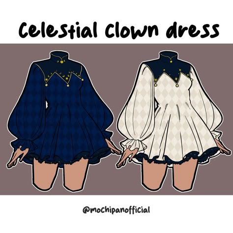 Clown Dress, Animated Clothes, Dress Design Drawing, Clothing Design Sketches, Drawing Anime Clothes, Dress Design Sketches, Fashion Illustration Dresses, Whimsical Fashion, Fashion Design Drawings