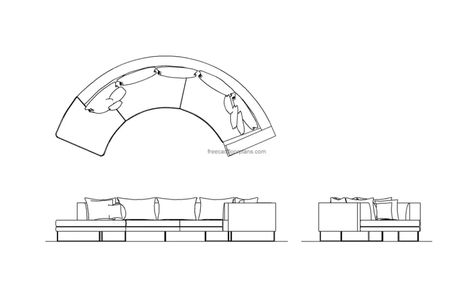 Circular Sofa, AutoCAD Block, Plans+Elevations - Free Cad Floor Plans Circular Sofa, Pool Houses Plans, Circle Sofa, Math Formula Chart, Formula Chart, House Plans Design, Floor Plans House, One Storey House, Elevation Drawing