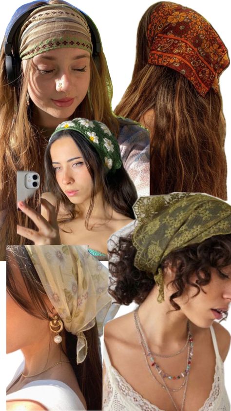 Different Ways To Wrap A Head Scarf, Hair Bandana Styles, Diy Hair Scarf, Dress With Head Scarf, Head Scarf Outfit, Cute Bandana Hairstyles, Headscarf Styles, Headbands Hairstyles, How To Wear Headbands