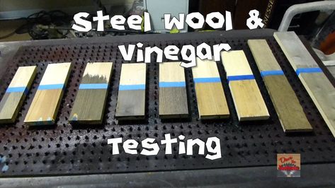 Steel Wool & Vinegar Testing: 11 Steps (with Pictures) Steel Wool Vinegar Stain, Vinegar Stain, Steel Wool And Vinegar, Diy Wood Stain, Stain On Pine, Weathered Furniture, Different Species, Pressure Treated Wood, Aging Wood