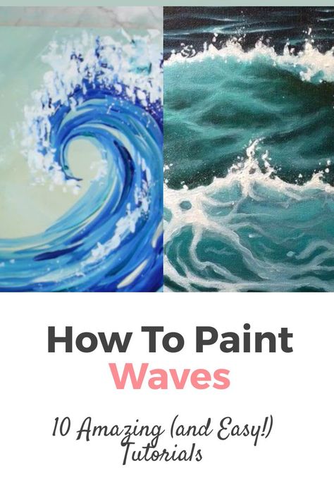 How to Paint Waves Simple and Easy Tutorials. The 10 Best Step by Step Video Tutorials on How to Paint Waves. These tutorials can inspire you to Paint Sunflowers on walls, and more! Painting Ideas on Canvas with Acrylic Paint, oil, pencil, watercolors, and many more painting techniques! How To Paint Waves, Seascape Paintings Acrylic, Paint Sunflowers, Paint Waves, Canvas With Acrylic Paint, Easy Waves, Ocean Waves Painting, Beach Art Painting, Watercolor Wave