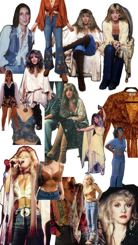 Alt 70s Fashion, 80d Inspired Outfits, Farah Fawcett Outfits, Boho 60s Fashion, 70s Womens Fashion Summer, Hippy 70s, 70s Stevie Nicks Outfits, 1970s Fashion Rock N Roll, Abba Outfit Ideas