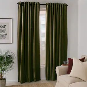 Curtains Without Sewing, Velvet Room, Thick Curtains, Velvet Drapes, Green Living Room, Window Curtain Rods, Quality Curtains, Green Curtains, Green Bedroom