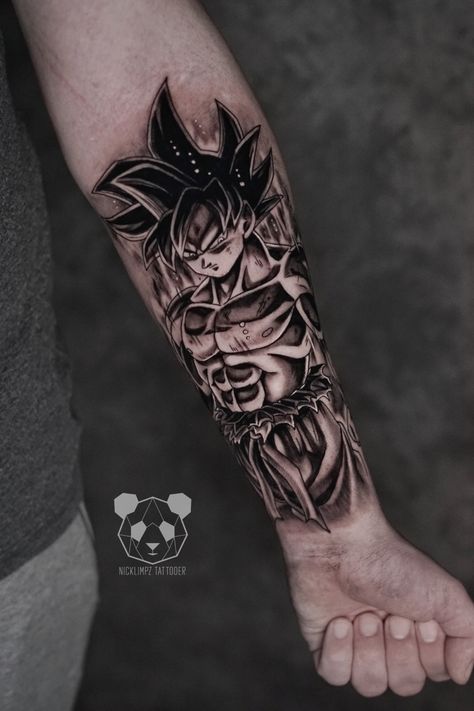 By nicklimpz.tattooer #goku #gokuui #ultrainstinct #ultrainstinctgoku #dragonballsuoper #gokutattoo #kakarot #tattoo Goku With Tattoos, Goku Forearm Tattoo, Dragon Ball Leg Tattoo, Goku Black Tattoo, Goku Tattoo Ideas, Goku Tattoo Design, Dragon Ball Tattoo Ideas, Goku Tattoo, Beerus Whis