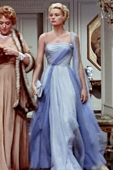 Grace Kelly Evening Gown, Grace Kelly Oscar Dress, Oscar Dresses 2023, Grace Kelly Gown, Grace Kelly Blue Gown, Grace Kelly Blue Dress, Grace Kelly Red Carpet, Blue Old Hollywood Dress, Vintage Evening Gowns Classy