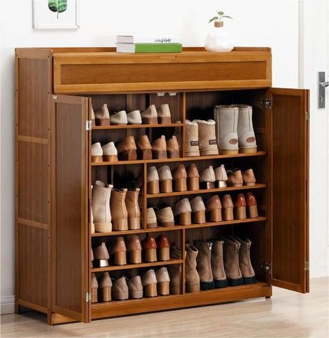 PRICES MAY VARY. ⭐【Bamboo Shoe Cabinet】- Our shoe storage cabinet is made of premium bamboo, it is durable, abrasion-resistant, waterproof, which is great for home. Double folding door design is more easy to open it. ⭐【Large Capacity】- This 7 tier tall shoe cabinet provides a large capacity for your daily shoes, slippers, sneakers, while the special square layers inside design in another height to fit your long boots. Or you can use it to put a suitable size storage box. ⭐【Useful Tabletop】- This Shoe Storage Cabinet Entryway, Shoe Storage Cabinet With Doors, Storage Cabinet With Doors, Shoe Rack Organizer, Shoe Rack Entryway, Cabinet With Doors, Entryway Shoe Storage, Shoe Rack Organization, Entryway Shoe