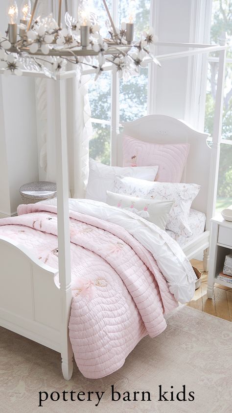 Bedroom Ideas Daughters, Ballet Bedroom Ideas, Ballerina Room Ideas, Pottery Barn Kids Girls Bedroom, Ballerina Bedroom Ideas, Ballerina Girls Bedroom, Princess Themed Bedroom, Girls Ballerina Bedroom, Ballerina Bedding