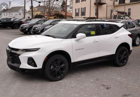 Chevy Blazer 2019 RS White Chevy Cars New, 2023 Chevy Blazer Rs, 2022 White Chevy Blazer, 2020 Chevy Blazer, Chevy Blazer Aesthetic, Suv Mom Car, Chevrolet Blazer 2023, Chevy Blazer 2023, White Suv Aesthetic