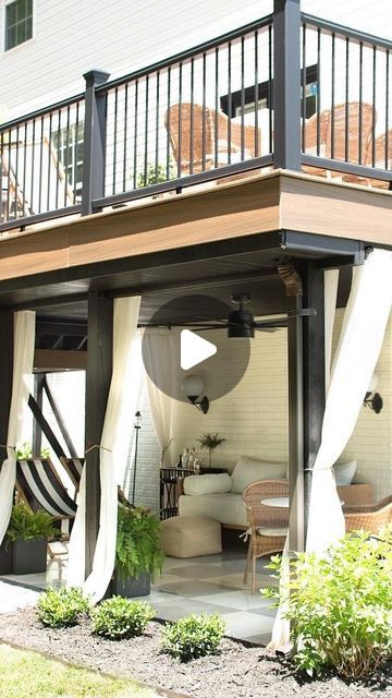 18K likes, 563 comments - cassmakeshome on June 9, 2022: "I’ve been working really hard to give my deck and patio space a makeover ❤️ What do you think?! Deck materials sponsored by @trex..." Upper Deck Decorating Ideas, Back Porch Deck Ideas, Trek Deck Ideas, Deck Ideas Off Back Of House, Under Deck Patio Ideas, Trex Deck Ideas, Back Deck Ideas, Covered Deck Ideas, Patio Deck Ideas