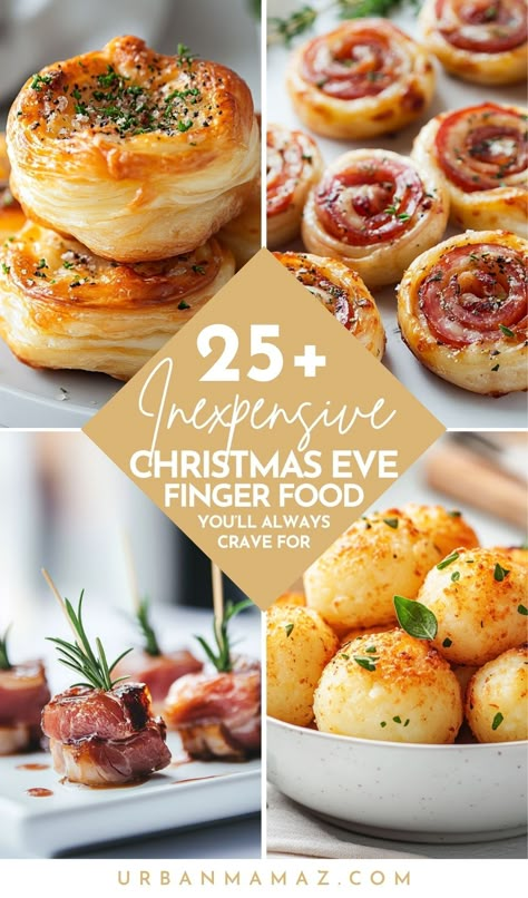 Looking for the best Christmas Eve finger food ideas on a budget? Check out this ultimate list of 25+ inexpensive Christmas Eve finger food you'll always crave for. Finger Food Holiday Party, Food Ideas Christmas Party, Christmas Share Food, Christmas Eve Tapas Ideas, Christmas Eve Simple Dinner Ideas, Savory Christmas Finger Food, Buffet Food Ideas Christmas, Christmas Dinner Finger Food Ideas, Christmas Night Food Ideas