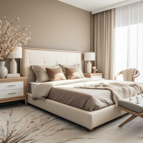 Wall Colour In Bedroom, Beige Bed Color Scheme, Beige Walls Bedroom Decor, Colour Of Bedroom, Beige Color For Bedroom, Beige Room Design, Color Of Bedroom Walls, Bedrooms Colour Ideas, Best Room Colors Bedrooms Modern