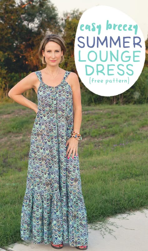 The Easy Breezy Summer Lounge Dress pattern is a free sewing pattern and tutorial will guide you through the steps of how to sew a Maxi Dress. #sewing #sewingtutorial #freedresspattern #freesewingpattern #womensdresspattern #sewingpattern #loungedress #summerdresspattern #scatteredmompatterns Summer Lounge, Summer Dress Patterns, Dress Patterns Free, Free Sewing Pattern, Summer Ootd, Maxi Rok, Dress Tutorials, Maxi Dress Pattern, Lounge Dress