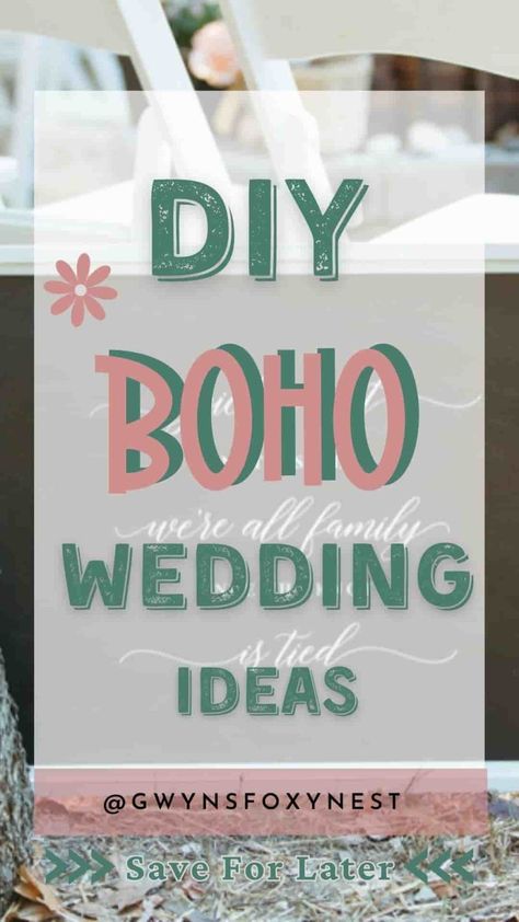 Boho Wedding Décor DIY Rustic Boho Wedding Signs, Boho Wedding Simple Decor, Boho Wedding Ideas Decoration Diy, Simple Boho Reception Decor, Rustic Bohemian Wedding Ideas, December Boho Wedding, Boho Wedding Reception Ideas, Diy Outdoor Wedding Ceremony, Boho Wedding Backdrops