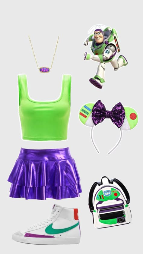 BUZZLIGHT YEAR Cute Toy Story Halloween Costumes, Disneybound Outfits Toy Story, Duo Disney Bounding, Disney Bounding Buzz Lightyear, Cute Disney Character Outfits, Easy Disney Bounding Outfits, Buzz Halloween Costume Women, Buzz Lightyear Disney Outfit, Buzz Lightyear Cosplay