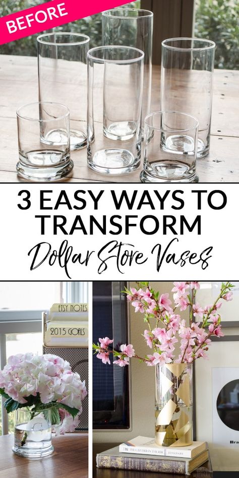 Diy Pink Dip Dyed Dollar Store Vases, Diy Glass Vase Centerpiece Ideas, What To Fill Large Glass Vases With, Alternative Vase Ideas, What To Put In Glass Vases Decor Ideas, Cheap Vases For Centerpieces, 3 Vases Centerpiece Ideas, What Can I Fill A Glass Vase With, Things To Do With Glass Vases