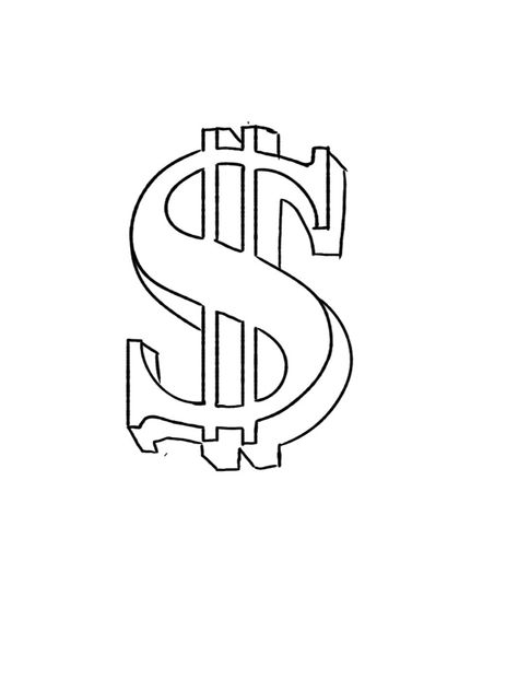 Money Outline Drawing, Dollar Sign Tattoo Stencil, Money Sign Tattoo Stencil, Hustle Tattoo Design, Graffiti Dollar Sign, Dollar Sign Tattoo Design, Money Sign Drawing, Dollar Tattoo Design, Dollar Sign Drawing