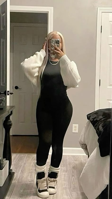 Winter Fits Black Women, Bodysuit Outfit Black Women, Cardigan Outfit Black Women, Fashion Nova Fits, Winter Outfits Black Women, Winter Outfits Blackgirl, Mode Zara, College Fits, Shein Outfits