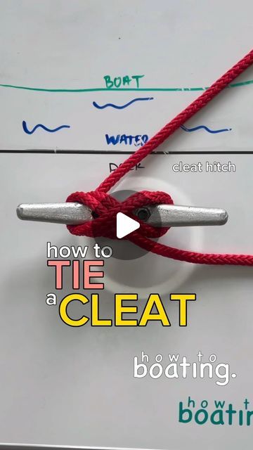 how to boating on Instagram: "How to TIE a CLEAT:  Many people teach A LOT of different ways of how to tie a cleat. This is the BEST way I have found to limit risks (untying, slippage, pinching, etc…).  #howtoboating #howto #howtotieacleat #cleathitch #cleat #marina #boat #boating #yacht #yachting #dock #docking #tips #tie" How To Tie A Boat To A Dock, Boat Knots How To Ties, Boat Knots, Boat Cleat Decor, Splicing Rope, Boat Rod Holders, How To Tie A Knot, Boating Tips, Boat Cleats