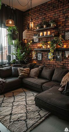 Sala Industrial, Living Room Decor Brown, Room Decor Brown, Living Room Decor Brown Couch, Dark Living Rooms, Brown Couch, Dark Home Decor, Living Room Living Room, Living Room Decor Fireplace