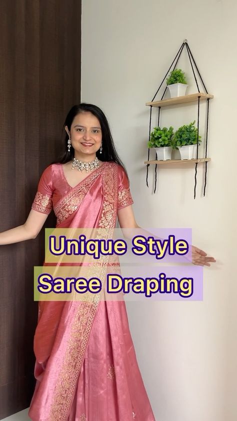 Unique style saree draping 😍 Share with your loved ones ❤️ . . . #sareehacks #sareedrapingstyle #sareedrapingtutorials #restylesaree… | Instagram Latest Saree Wearing Styles, Wedding Saree Draping Styles, Designer Saree Draping Style, Saree Draping For Plus Size Women, Stylish Saree Draping Style, How To Drape Saree In Different Styles, Sari Wearing Style, How To Wear Saree As Lehenga, New Style Saree Draping