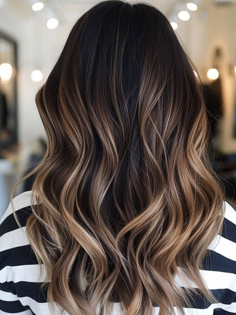 Dark Balayage ombre Hair Color Dark Hair Balyage, Dark Ombre Hair Color, Ombre Hair Color For Brunettes, Ombre Hair Ideas, Dark Balayage, Dark Brown Hair Balayage, Dark Ombre Hair, Ombre Hair Color Ideas, Baylage Hair