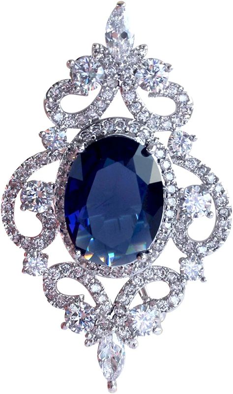 Amazon.com: SELOVO Vintage Style Women's Blue Oval Sapphire-color CZ Crystal Wedding Bridal Pin Brooch Silver Tone: Clothing, Shoes & Jewelry Vintage Style Women, Princess Accessories, Brooch Dress, Macys Jewelry, Kay Jewelry, Formal Accessories, Swarovski Crystal Jewelry, Sapphire Color, Wedding Formal