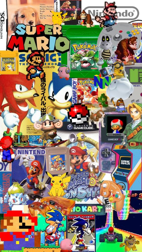 Throwback Nintendo #wallpaper #lockscreen #aesthetic #90s #y2k #nintendo #japan #background #inspo #collageart #art #pinterest #fyp Y2k Aesthetic Background, Nintendo Wallpaper, Japan Background, Y2k Aesthetic Wallpaper, Retro Games Wallpaper, Retro Games Poster, 90s Wallpaper, Cc Folder, Art Pinterest