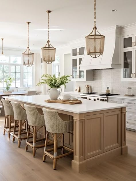 Traditional House Remodel, Modern Zen Kitchen, Kitchen Neutral Colors, Kitchen Design Remodel, Wide Kitchen Island, Gourmet Kitchen Design, Amazing Kitchens, Bright Home, Dream Kitchens Design