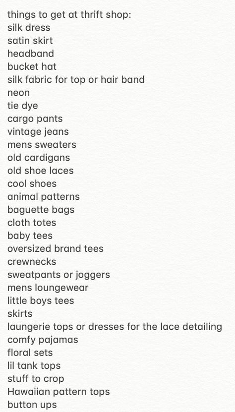 thrift list, tips on what to look for at a consignment shop or thrift store Thrift Must Haves, Thrifting Brands To Look For, Thrift List Ideas, Things To Look For While Thrifting, Things To Thrift For, Thrifting Tips And Tricks, Brands To Look For When Thrifting, Things To Look For At Thrift Stores, Thrifting Clothes Aesthetic