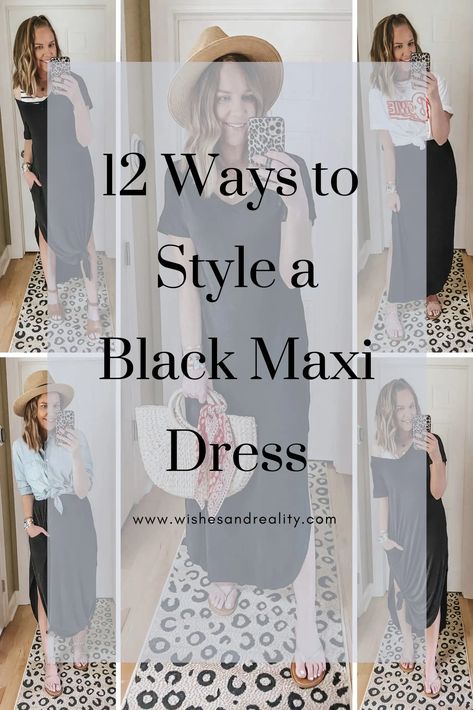 Black Tank Dress Outfit, Long Summer Dress Outfits, Black Maxi Skirt Outfit, Maxi Dress Ideas, Black Maxi Dress Outfit, Maxi Dress Outfit Summer, Black Maxi Dresses, Style Black Dress, Tshirt Dress Outfit