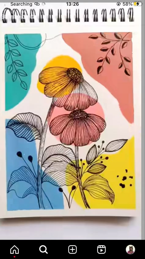 Easy Sketch Pen Painting, Aesthetic Drawing With Sketch Pen, Abstract Pencil Drawings Creative, Simple Boho Designs Art, Abstract Boho Art Painting, Asthetic Flower Drawings, Graphic Style Art, Boho Art Drawings Hand Drawn, Acrylic Pens Painting