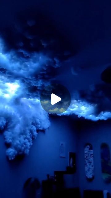 Led Lightning Cloud Ceiling, Cloud Home Decor, Diy Lightning Cloud Ceiling, Ceiling Clouds With Lights, Cloud Ceiling Diy Led Lights, Cloud Ceiling Bedroom, Clouds On Ceiling, Diy Clouds Ceiling, Led Clouds