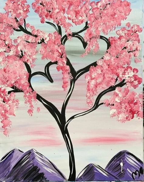 Spring Paint Party Ideas: Paint and Sip at Home Paint And Sip Party, Disposable Aprons, Pen Art Work, Purple Painting, Easy Flower Painting, Sip N Paint, Simple Canvas Paintings, Cute Canvas Paintings, Canvas Painting Designs