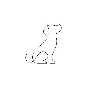 Premium Vector | Vector linear dog silhouette vector dog logo icon template Pet Silhouette Art, Dog Line Art Golden Retriever, Dog Continuous Line Drawing, Cute Dog Silhouette, Dog Single Line Tattoo, Labrador Line Tattoo, Line Drawing Of Dog, Lab Silhouette Tattoo, Simple Dog Doodle