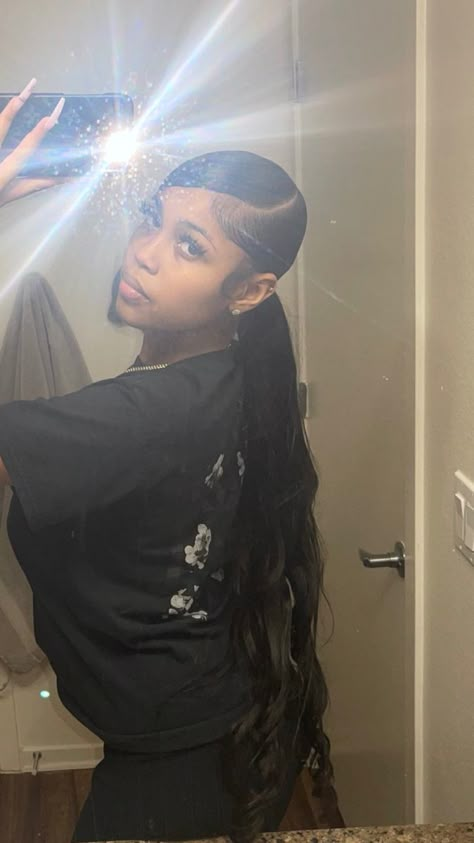 Curly Ponytail Weave, Low Ponytail Hairstyles, Slick Ponytail, Slicked Back Ponytail, Weave Ponytail Hairstyles, Sleek Ponytail Hairstyles, Black Ponytail Hairstyles, Iron Hair, Quick Weave Hairstyles