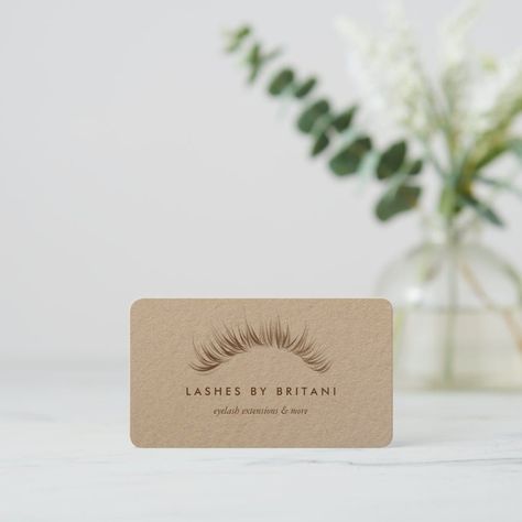 Glam Eyelashes brown  text Business Card | Zazzle logoxpose #logologo. Business Card For Lashes, Eyelash Visit Card, Eyelash Logo Design Ideas, Lash Logo Design Ideas, Lashes Logo Design, Lash Business Cards, Studio Lashes, Lash Names, Lash Logo Design