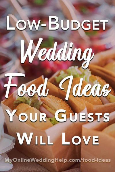 Wedding reception food tips and ideas to help stay within budget. Low funds doesn't have to mean a boring wedding menu. Here are ideas for making your food unique while still keeping the costs low. Read them all only on the MyOnlineWeddingHelp.com blog. Doing Your Own Wedding Food, Best Party Ideas For Adults, Foods To Serve At A Wedding Receptions, Buffett Ideas Wedding, Wedding Dinner Alternatives, Budget Friendly Wedding Appetizers, Diy Catering Wedding, Rehearsal Dinner Food Ideas On A Budget, Cheap Wedding Meals