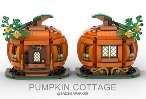 Halloween Lego Instructions, Lego Autumn, Lego Pumpkin, Halloween Lego, Lego Christmas Village, Lego Halloween, Lego Challenge, Lego Sculptures, Construction Lego