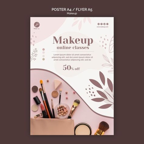 Make Up Flyer Design, Make Up Poster, Makeup Poster, Coffee Poster Design, Planner Logo, Wild Animal Wallpaper, Poster Template Design, Flyer Design Inspiration, Flyer Ideas