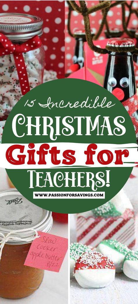 15 Incredible Teacher Christmas Gift Ideas Christmas Teacher Gifts Cheap, Cute Cheap Teacher Gifts, Teacher Appreciation Gifts Christmas Diy, Gifts For Teacher Coworkers Christmas, Teacher Appreciation Gifts Baking, Teacher Treats For Christmas, Christmas Crafts For Teachers From Kids, Diy Christmas Gifts For Staff, Christmas For Teachers Gifts