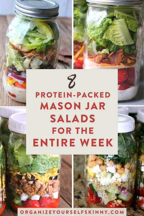 Salad Recipes Meal Prep, Jar Salad Recipes, Mason Jar Meal Prep, Meal Prep Salad, Prep Salad, Mason Jar Lunch, Recipes Meal Prep, Mason Jar Salads, Salad Jar Recipe