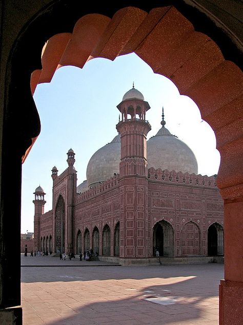 Badshahi arch    Old Lahore Badshahi Masjid Lahore, Badshahi Masjid, Old Lahore, Pakistan Aesthetic, Badshahi Mosque, Pakistan Culture, Shah Jahan, Persian Architecture, Mughal Architecture