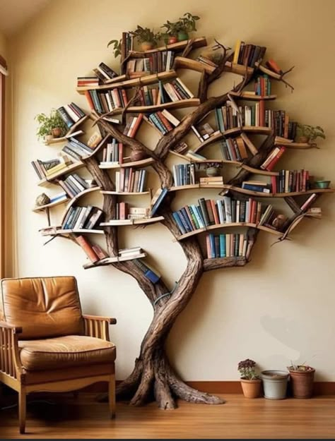 Book Nook Room, Branch Shelves, Wall Shelf Ideas, Organiser Cucina, Tree Bookcase, Kids Tree, Floating Bookshelf, Tree Bookshelf, Wood Crafting