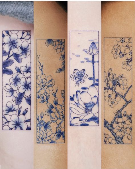 Blue Ink Tattoos, Henna Ink, Sakura Tattoo, 16 Tattoo, Framed Tattoo, Blue Tattoo, Cute Little Tattoos, Asian Tattoos, Tatuaje A Color