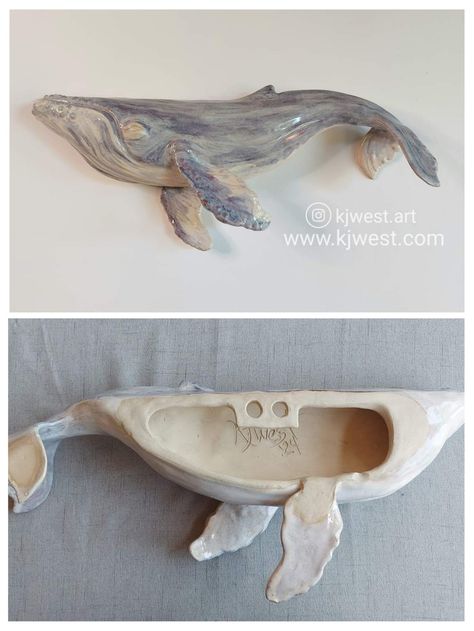 Pottery Ideas Animals, Ceramic Whale Shark, Fish Sculpture Clay, Animal Pottery Ideas, Clay Sculptures Ideas, Ceramic Garland, Clay Animals Sculpture, Pottery Whale, Whale Pottery